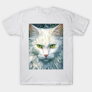 White Cat with Green Eyes T-Shirt